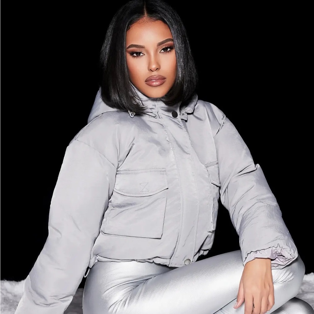Naked Wardrobe Utility Puffer Jacket in Grey